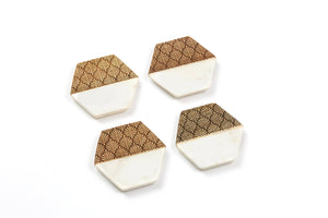 Hexagon Marble + Wood Coaster