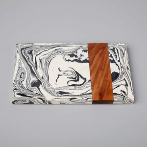 Zebra Marble + Wood Serving Board