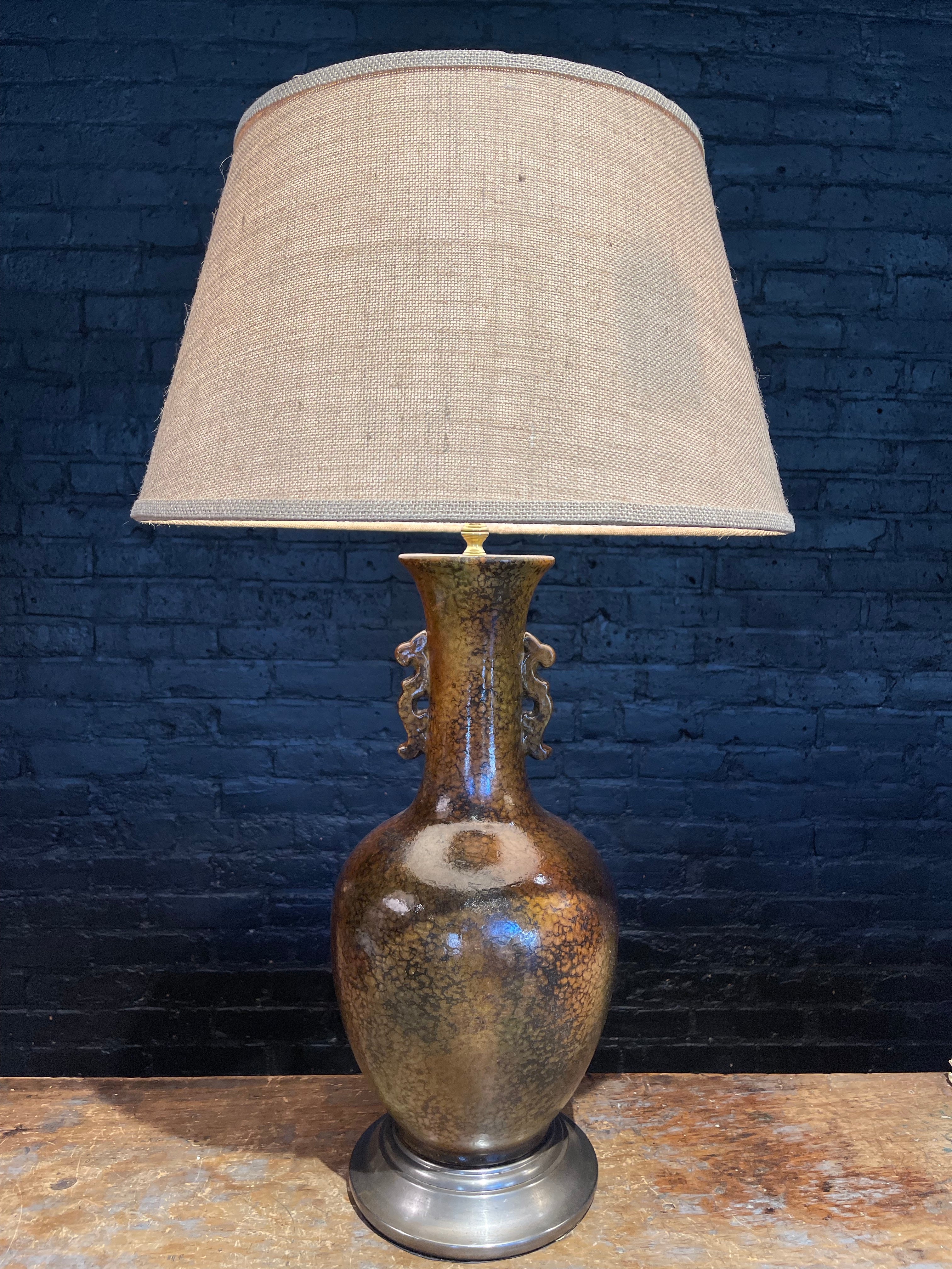 Brown Glazed Lamps, Set Of Two