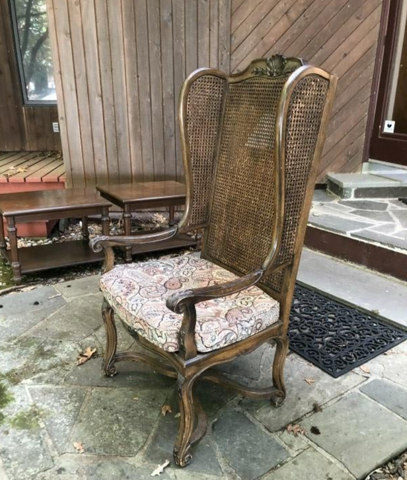 Tall Oak Caned Back Chair