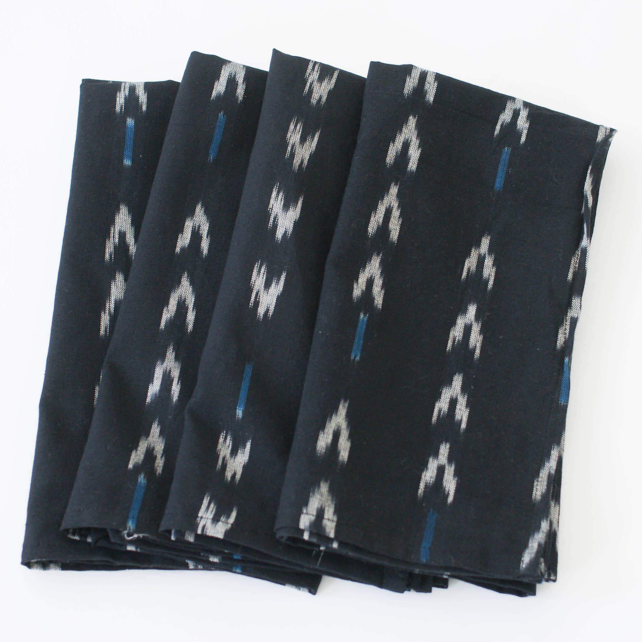 Black + Blue V Dash Napkins, Set of Four