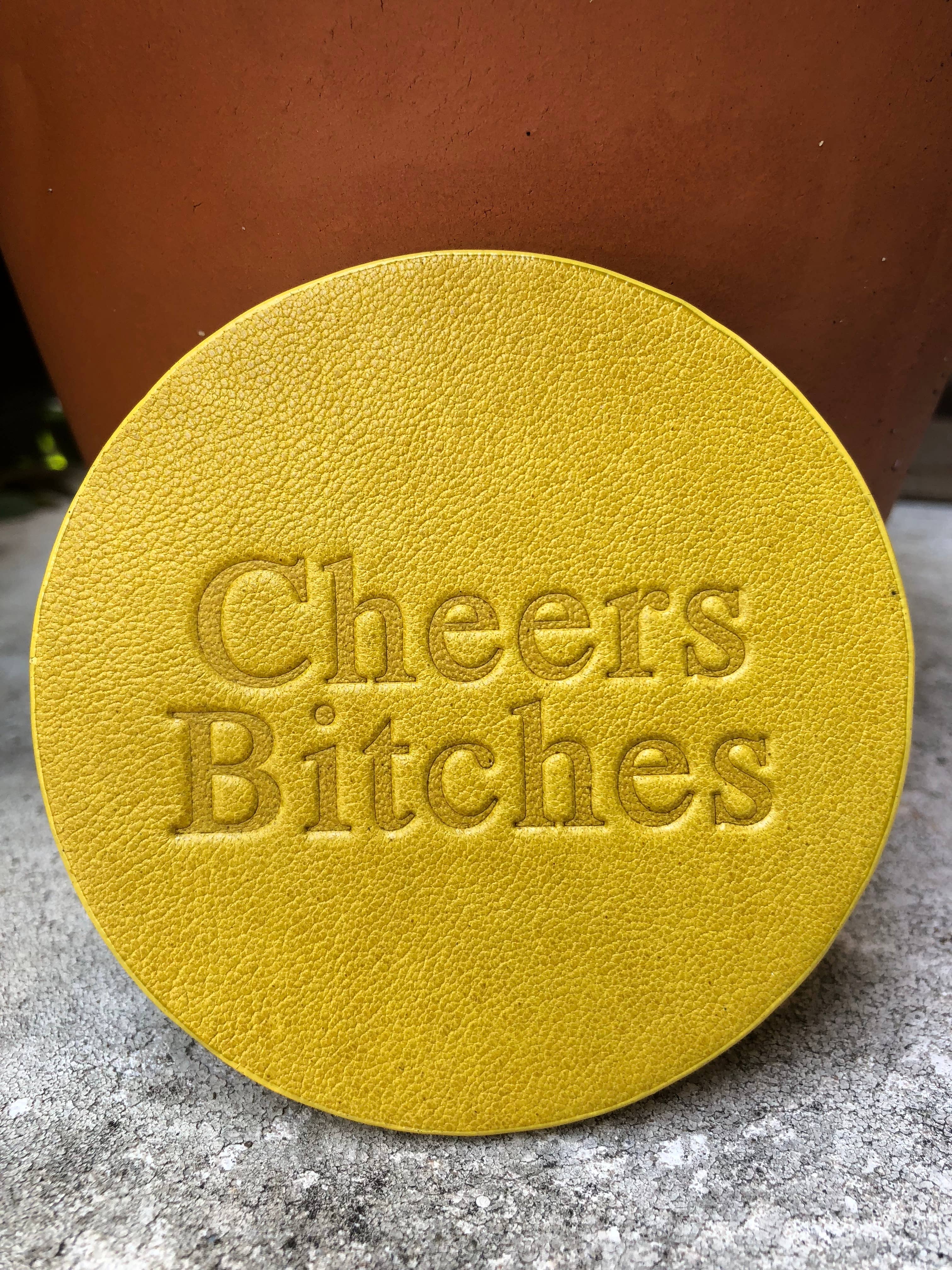 Cheers Bitches Leather Coaster