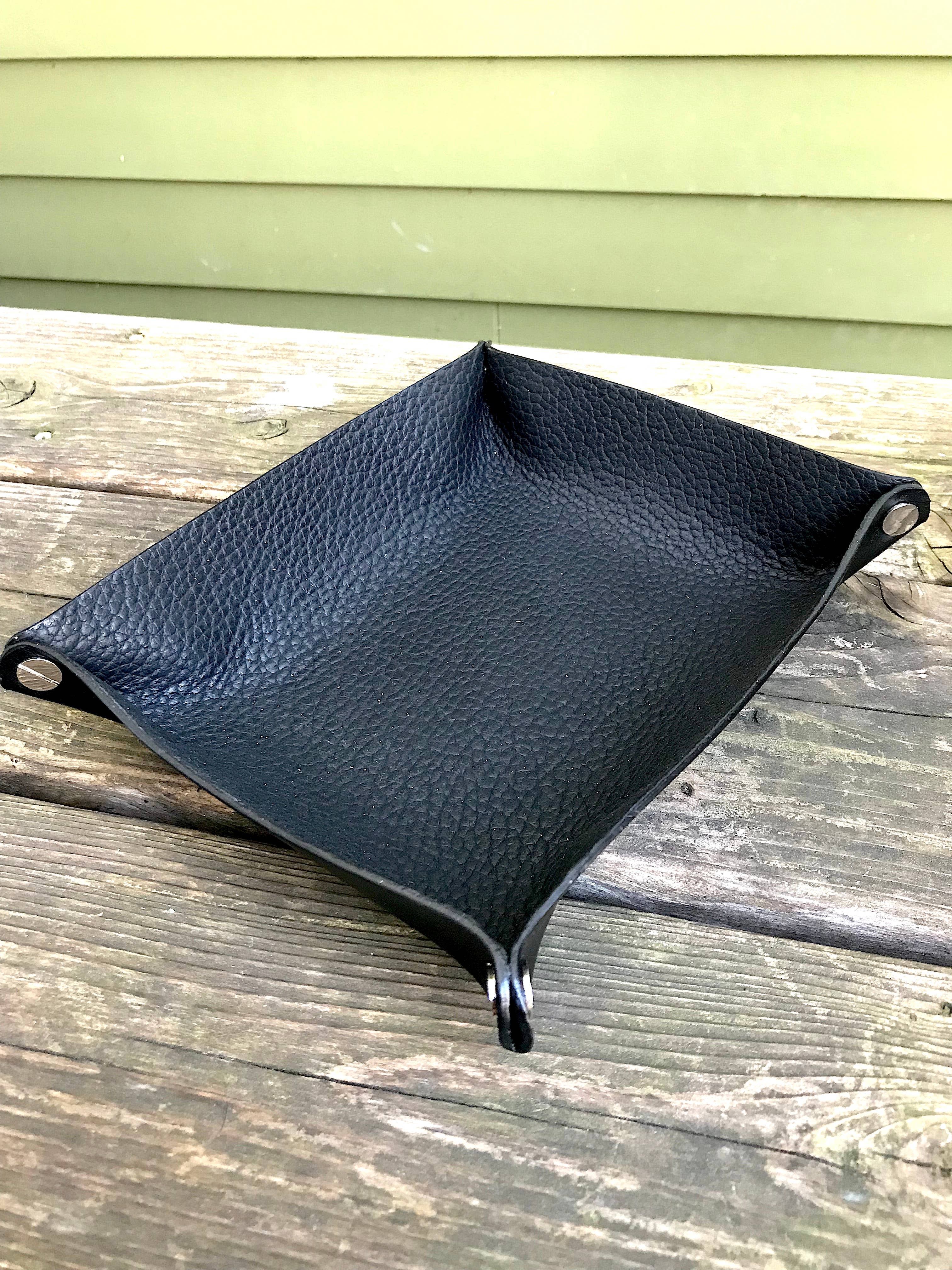 American Bison Black Leather Valet Tray