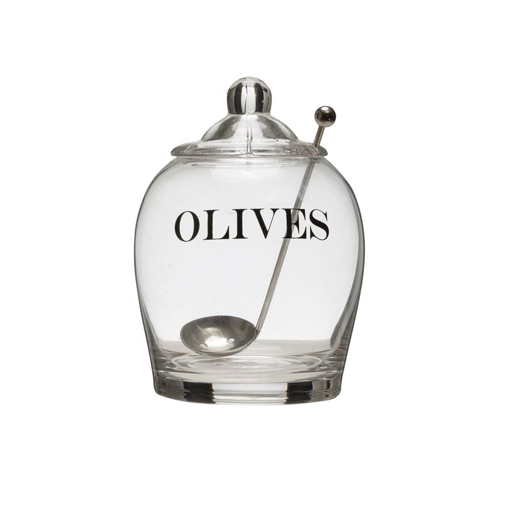 Olives Glass Jar + Spoon